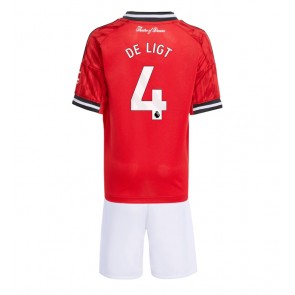 Manchester United Matthijs de Ligt #4 Replika Hemmatröja Barn 2025-26 Kortärmad (+ Korta byxor)